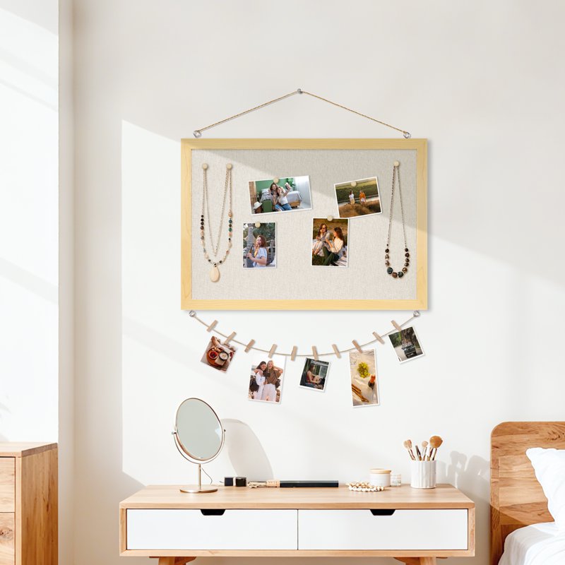 Double-Sided Bulletin Board 18x24 Inches Linen Cork Wall Decor Office Home Kitchen