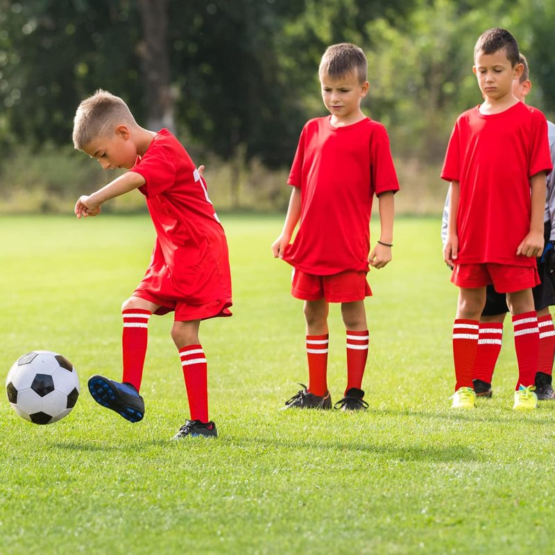 6 Pairs Kids Soccer Socks Youth Striped Football Socks Gift for Boys & Girls 4-14