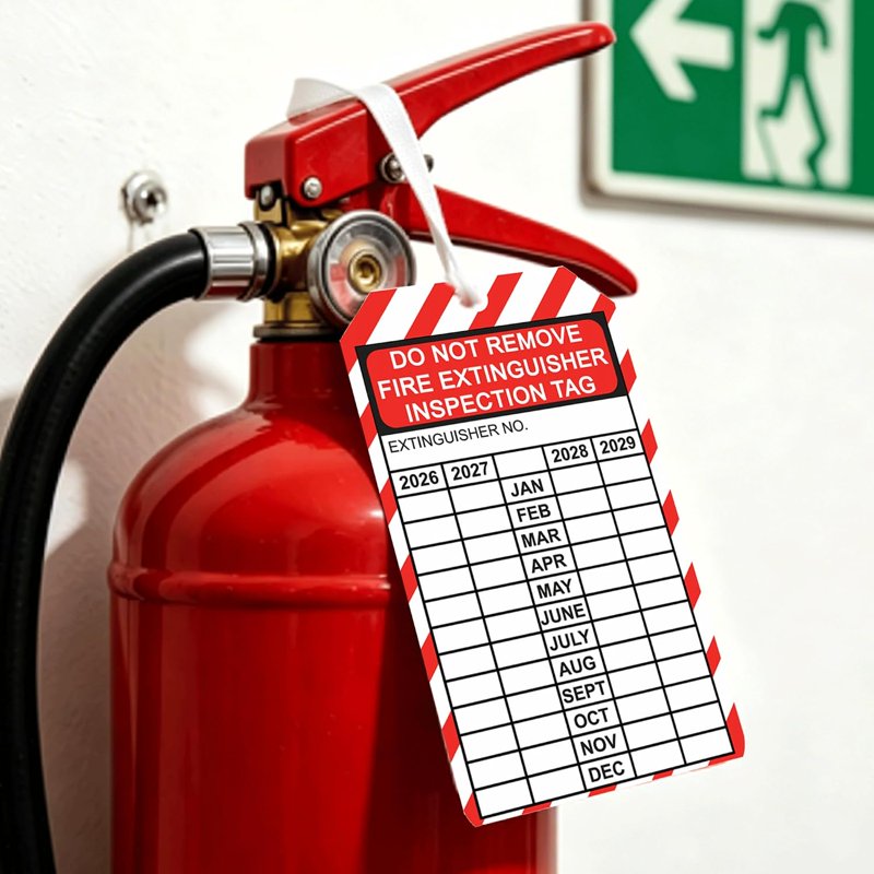 Fire Extinguisher Inspection Tags 25 Pack Waterproof Vinyl Labels 3.25x5.75in