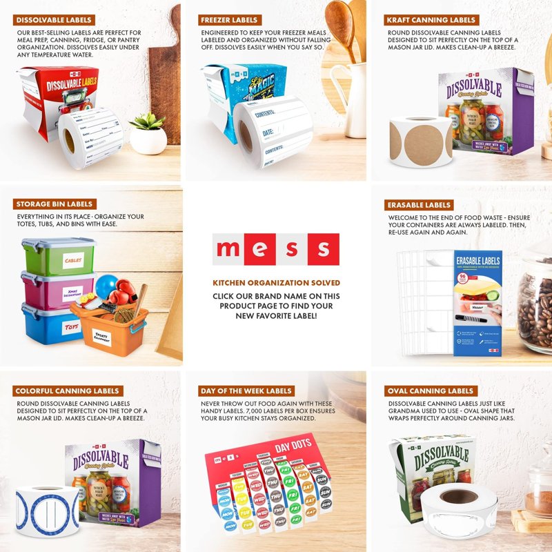Dissolvable Food Container Labels - Removable Freezer Labels with Date - 2x2 in