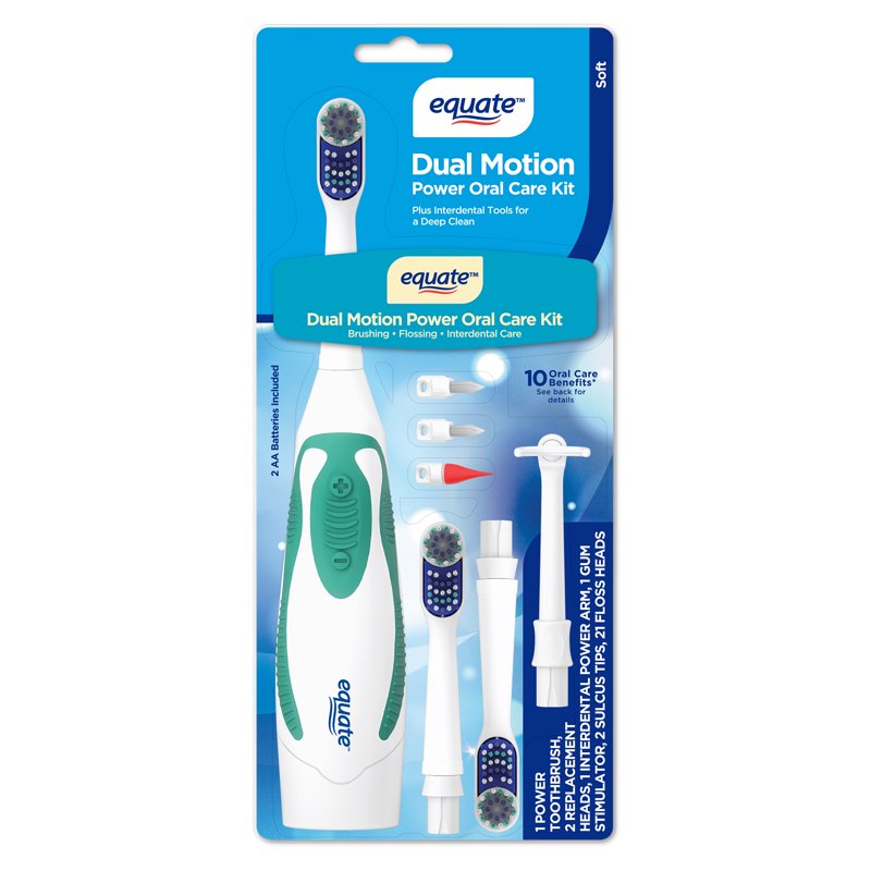 Dual Motion Power Oral Care Kit with Interdental Tools - Soft Bristles, Complete Dental System