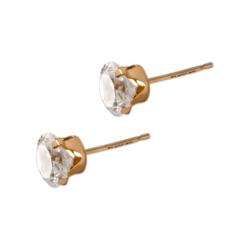 Gold-Plated Cubic Zirconia Stud Earrings - 4mm Elegant Jewelry Gift