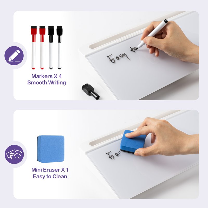 Desktop Whiteboard Organizer with Storage & Keyboard Stand - Dry Erase Board for Home Office