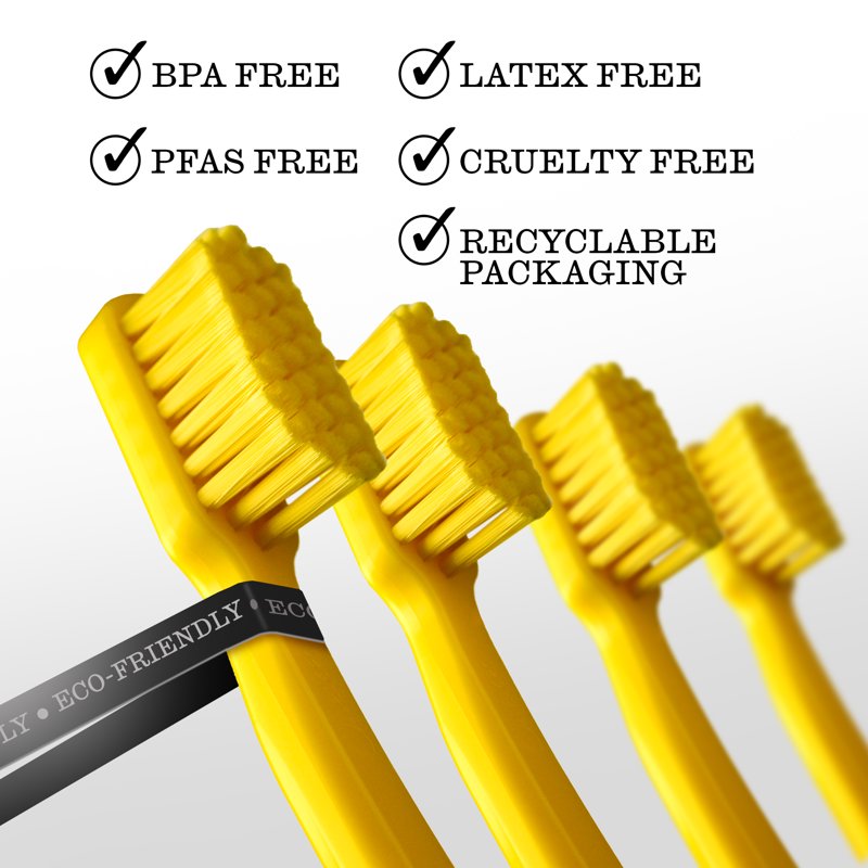 Extra Soft Manual Toothbrush 2 Pack with Eco-Friendly Handle - Yellow