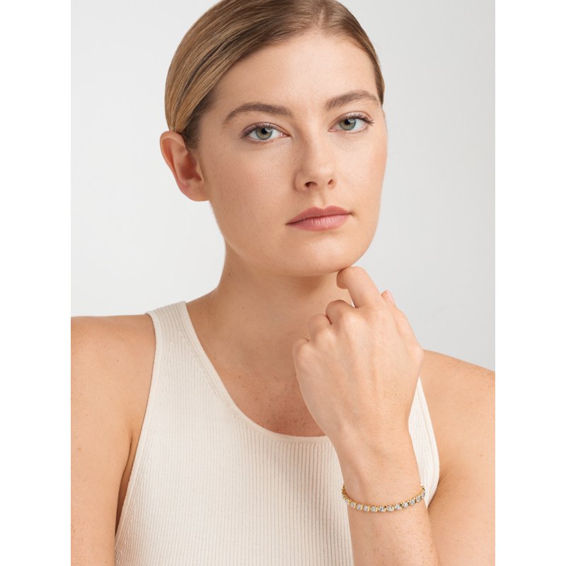 Holiday Candy Cane Charm Tennis Bracelet with Diamond Accents - Gold & Silver Options