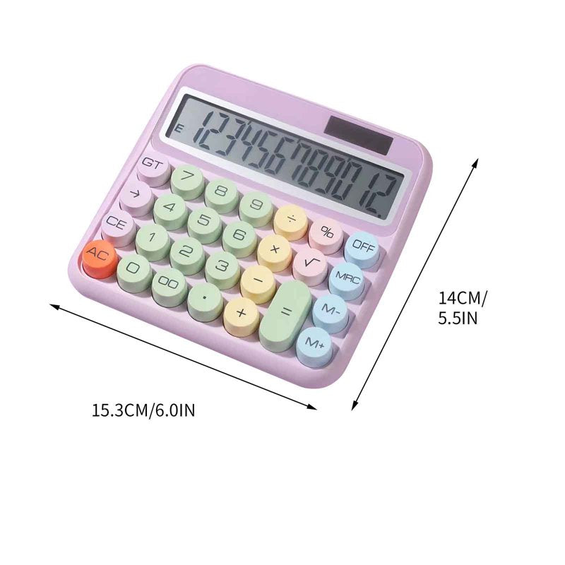 Mechanical Calculator 12 Digit Retro Style Solar & Battery Powered Office & School Use