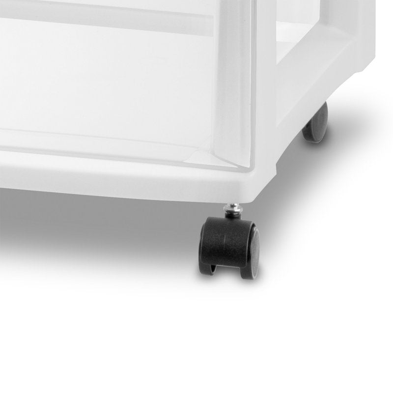 Wide Plastic Storage Cart with 3 Drawers and Casters - Organization Organizer