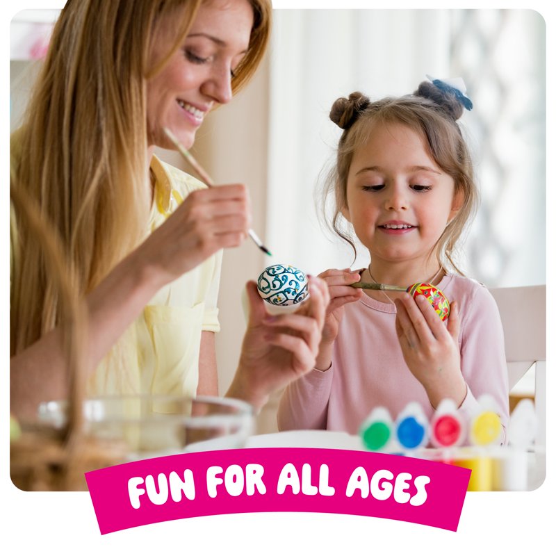 Kids Egg Painting Kit with 6 Squishies, Fabric Paint, Brushes - Easter Craft Set