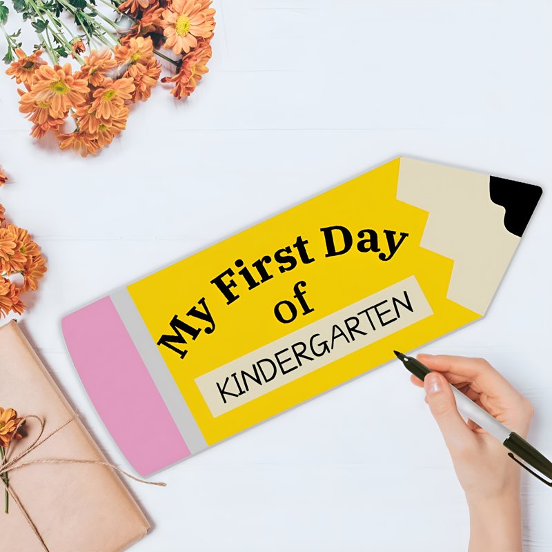 Double Sided First and Last Day of School Sign - Reusable Wooden Chalkboard for Preschool to 6th Grade Photo Prop