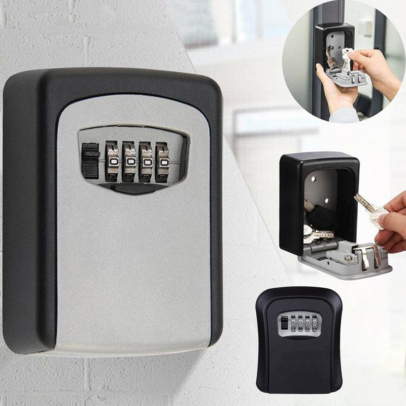 Waterproof 4-Digit Combination Key Safe Box for Outdoor Use - Black/Gray, 11.5x9.5x4 cm