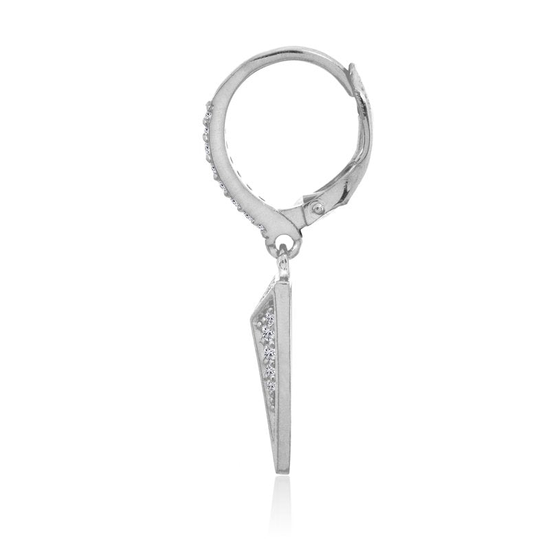 Sterling Silver Triangle Cubic Zirconia Drop Dangle Earrings - Women & Teens