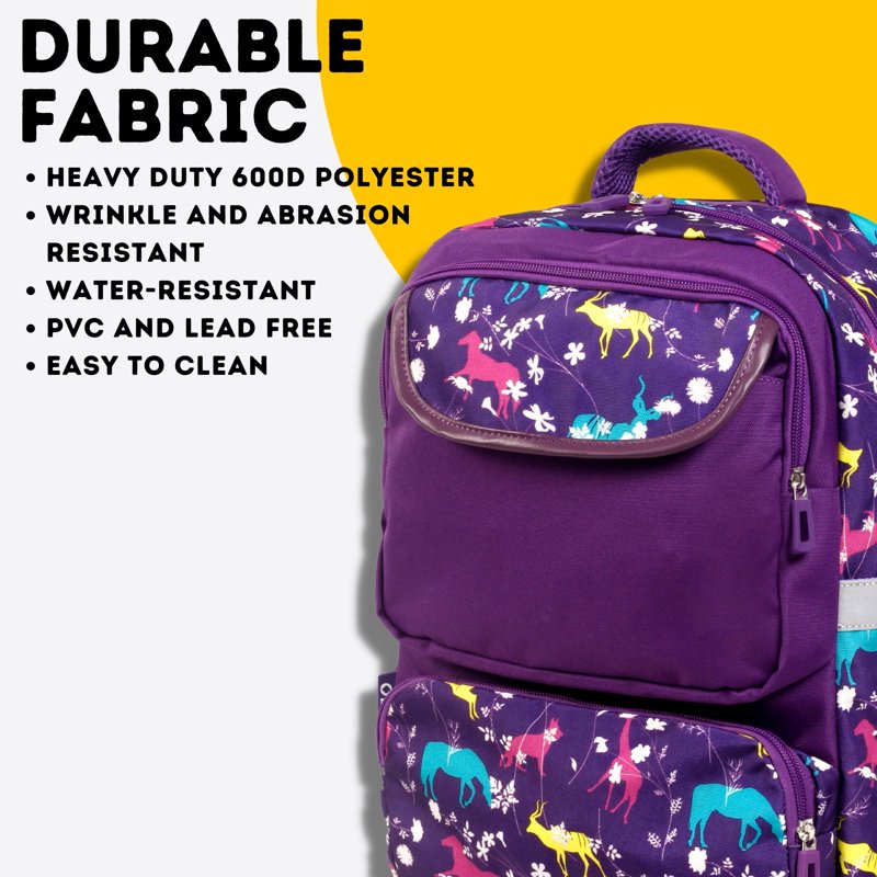 Kids' 15-Inch School Backpack with Pencil Case - Safari Pattern