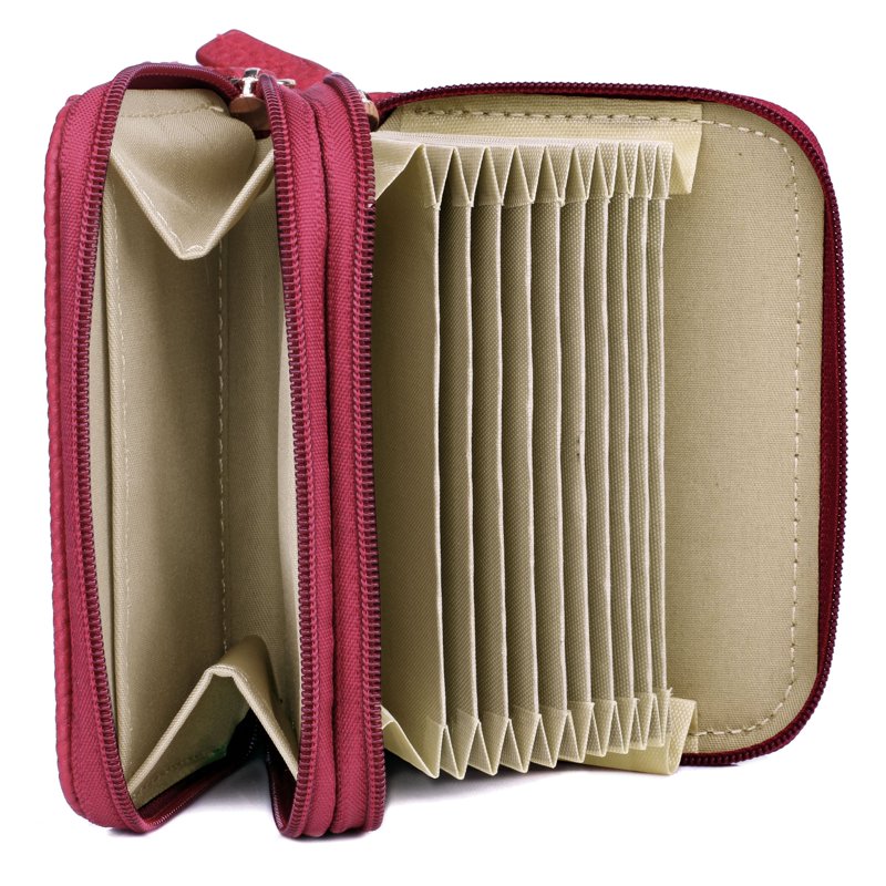 Women's RFID Blocking Pebble Leather Wizard Wallet with Zipper & Card Slots