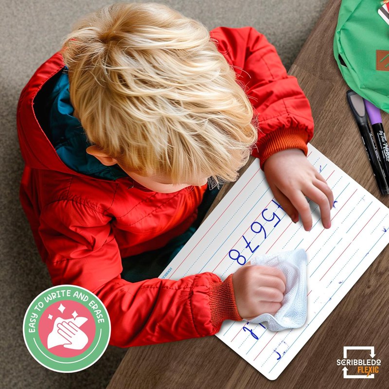 Lined Small Dry Erase Sheets 9x12 Inch Pack for Kids and Classroom Use
