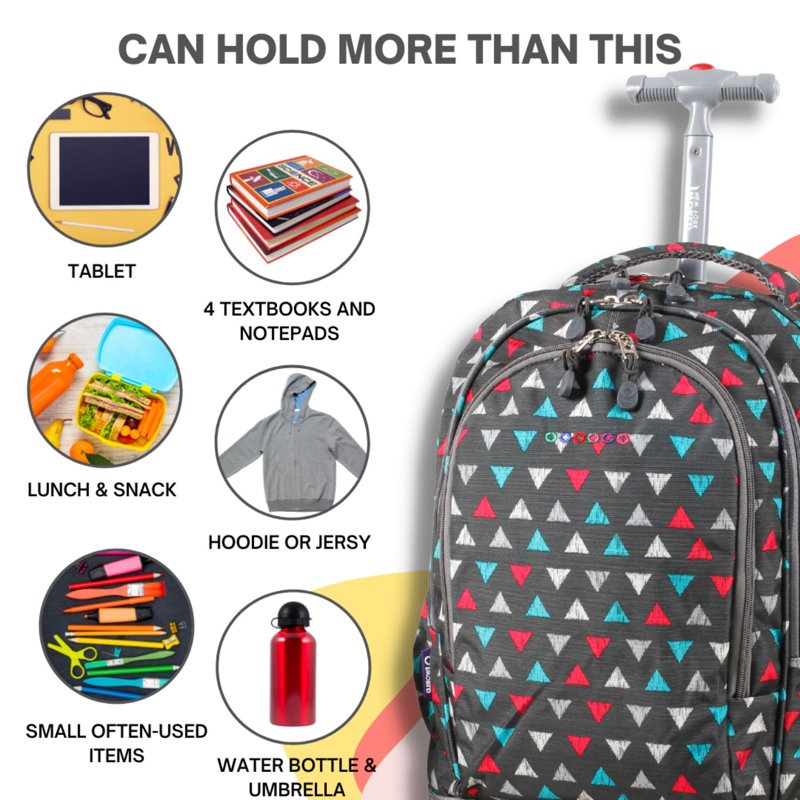 Girls Rolling Backpack and Lunch Bag Set - 18 Inch Durable Travel & School Accessory