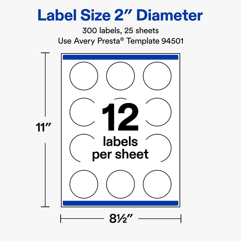 Matte White Round Labels - Customizable 2-Inch Diameter, Bulk Pack