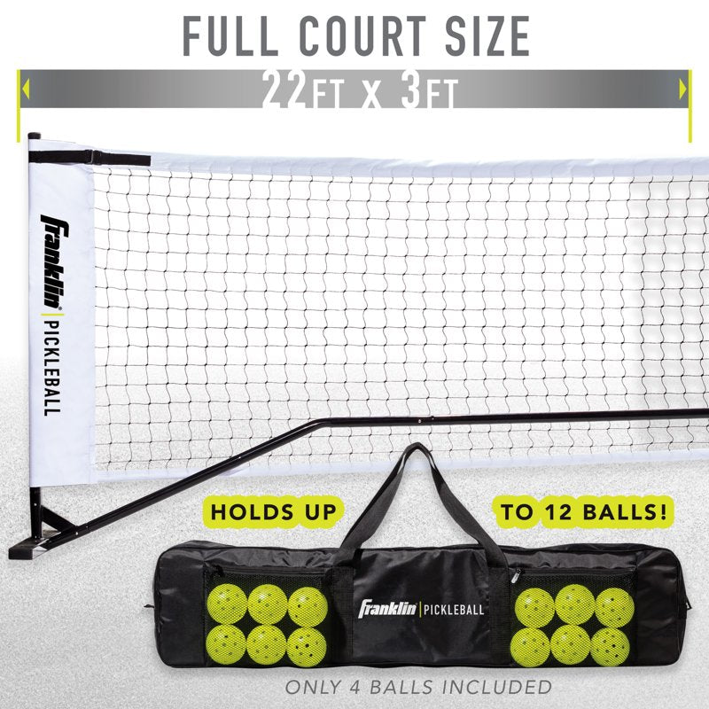 Portable Pickleball Net Set with 4 Paddles and Balls – Official Size & All-Weather Durable