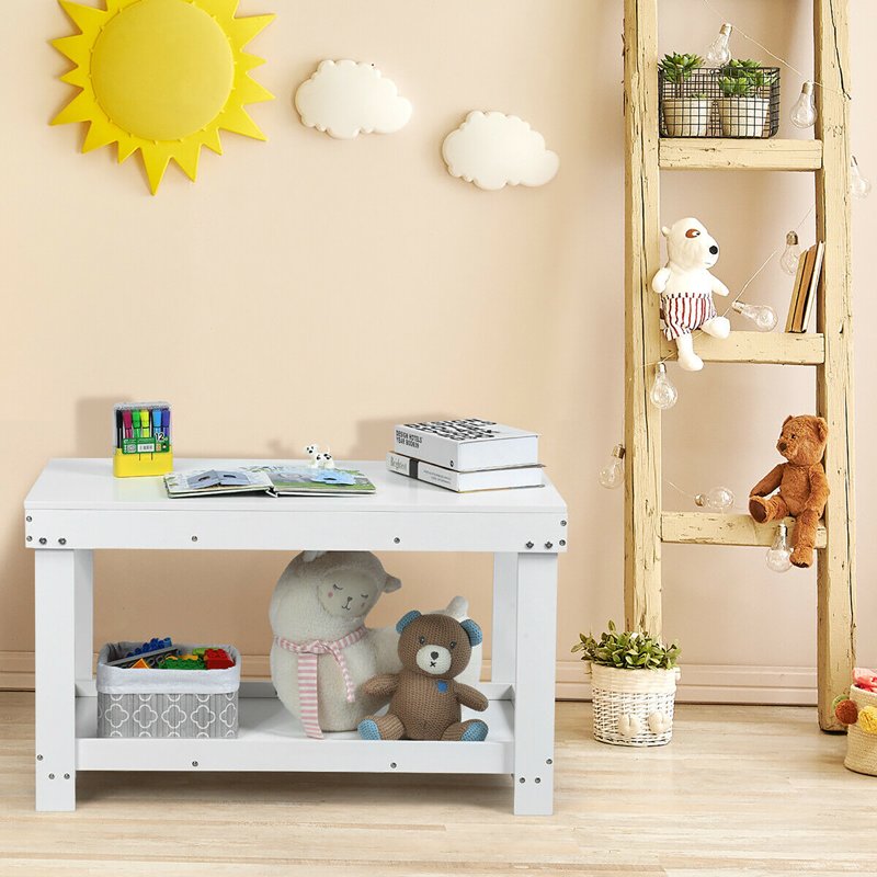 Kids Activity Play Table with Storage - Multifunctional Wooden Table for Learning & Building