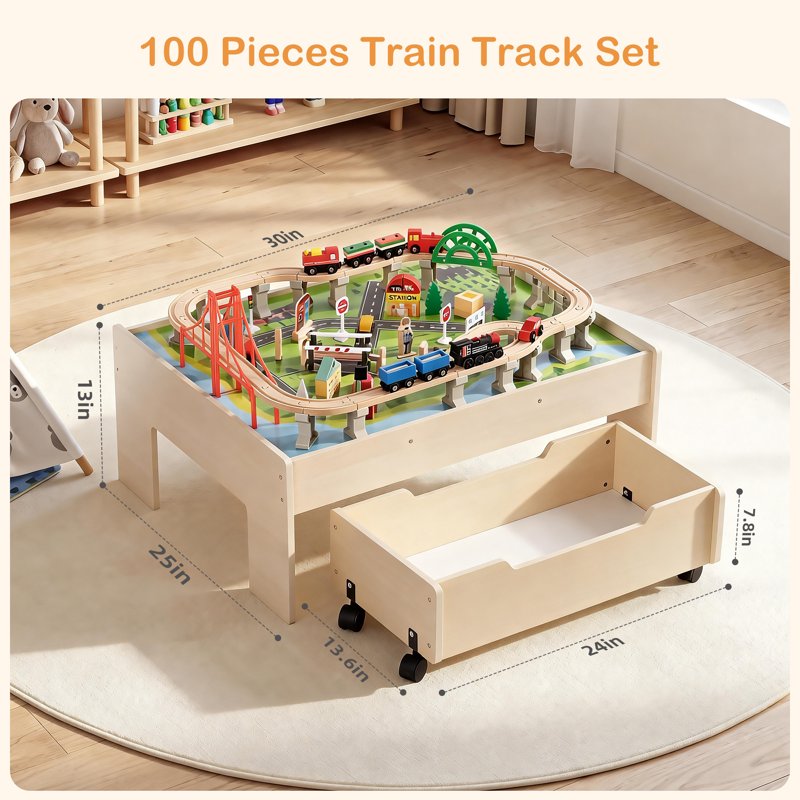 Kids Train Table Set with Electric Train & Storage - 101 Pieces