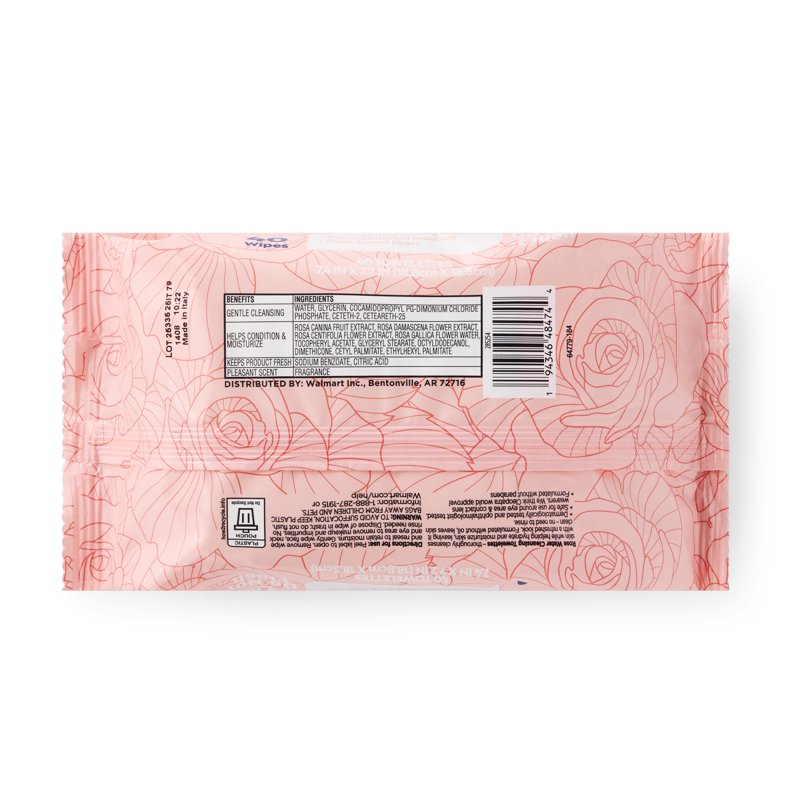Rose Water Cleansing Towelettes - Hypoallergenic Makeup Remover & Skin Moisturizer - 6 Pack