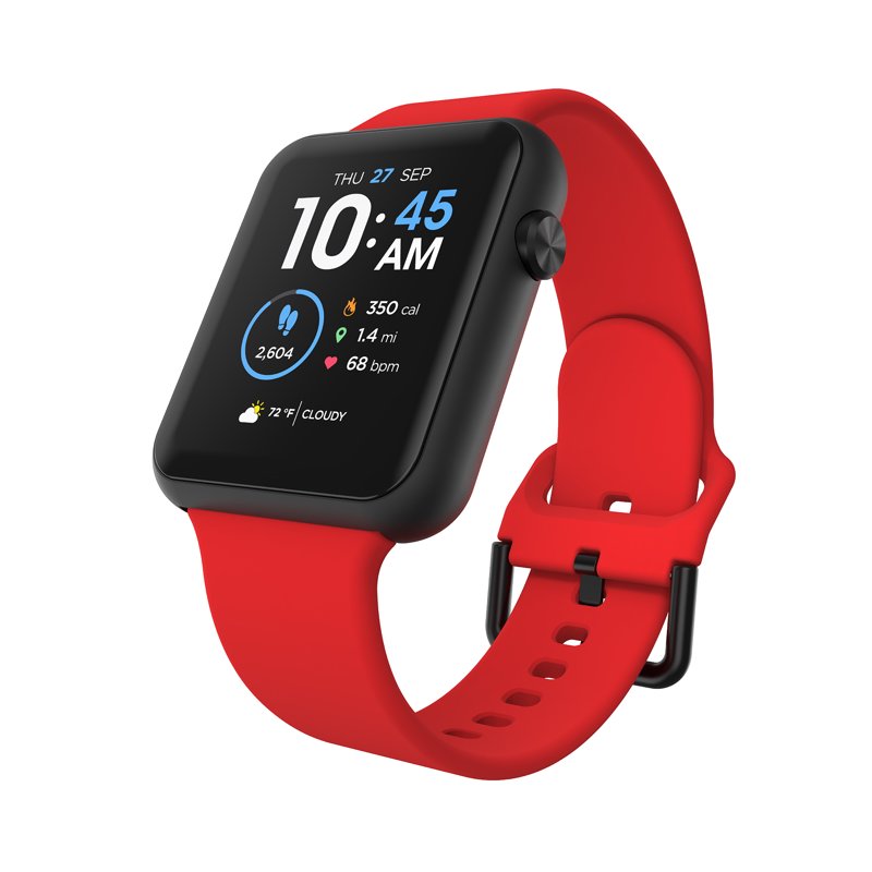 Unisex Rectangular Smart Watch with Silicone Strap, Heart Rate & Fitness Tracking