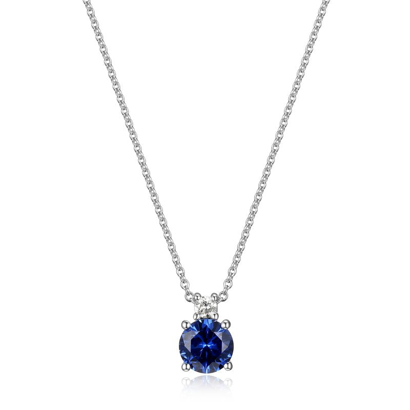 Sterling Silver Lab Grown Diamond and Sapphire Necklace for Women