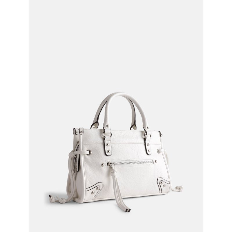 Women's Square Tote Bag with Zipper Pockets and Side Ties - Multiple Colors