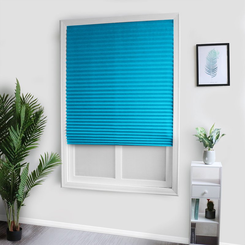 Light Blocking Pleated Window Shades with Clips - Blackout Curtains for Kitchen & Bathroom