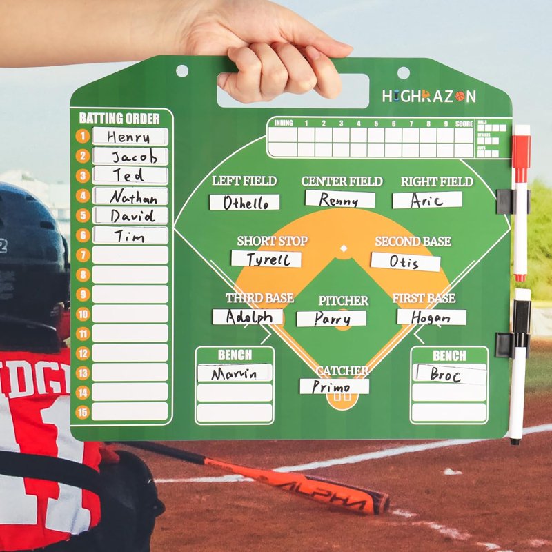 Magnetic Baseball Lineup Board with 30 Cards Dugout Coaching Display