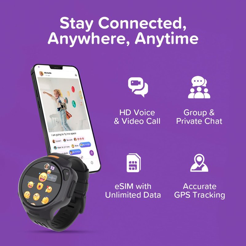 Kids Smartwatch Phone with GPS & Video Call - Water-Resistant Safety Wearable for Ages 5-12