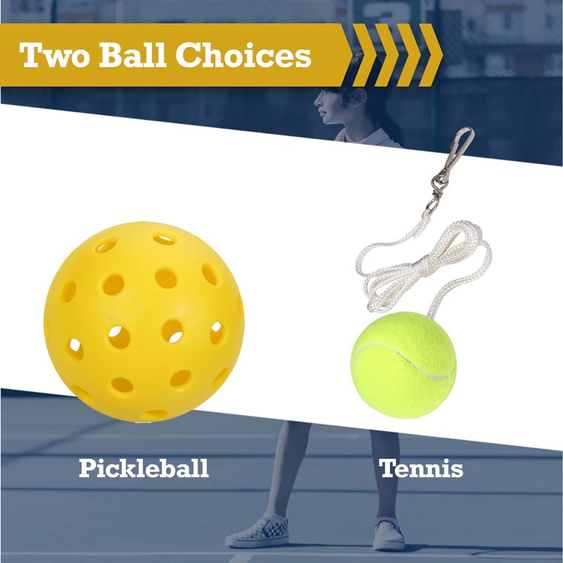 Tether Tennis and Pickleball Training Set with Adjustable Pole and Paddles