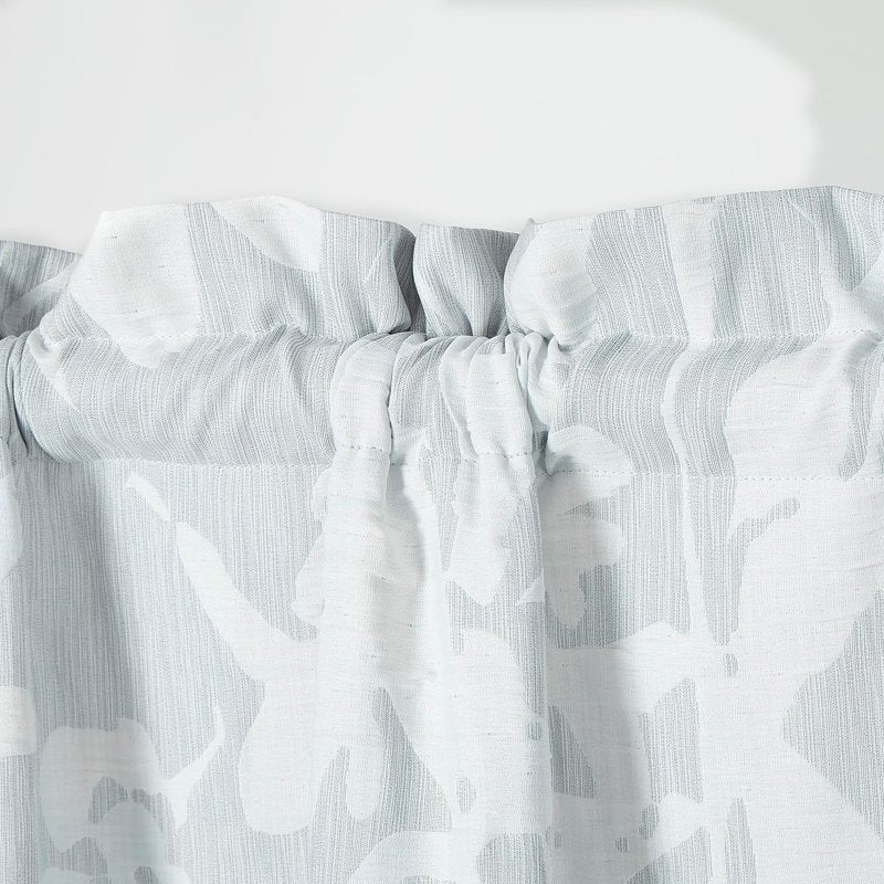 Gray and White Floral Jacquard Window Curtain Set - Light Filtering 54x84 Inches