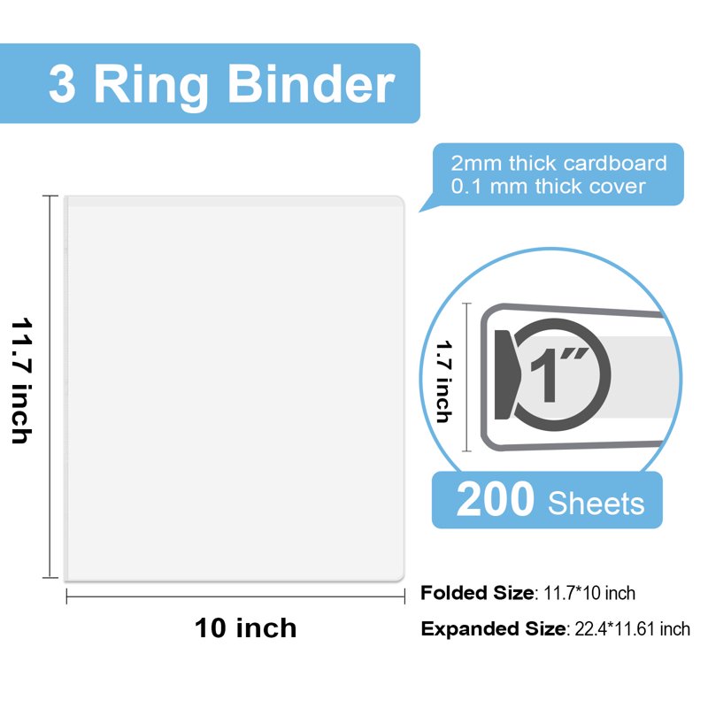 3-Ring View Binder for Office & School, Holds 200 Sheets, 1 Inch, White - Pack of 12