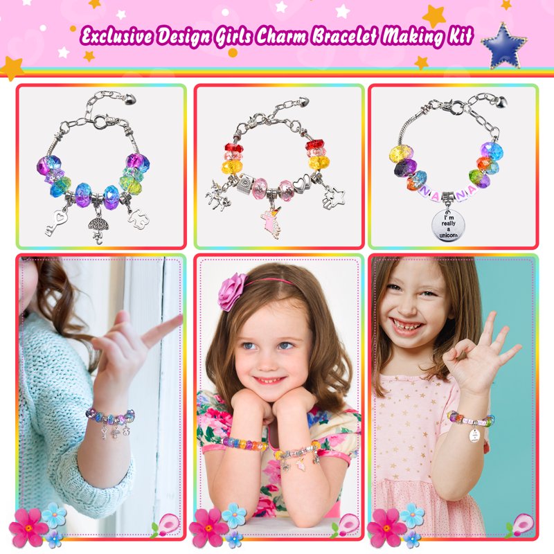 Girls Jewelry Making Kit - Charm Bracelet Craft Set for Ages 5-12