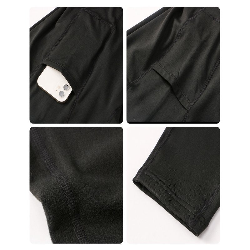 Men's Compression Tights with Pockets for Running & Gym - Athletic Workout Pants