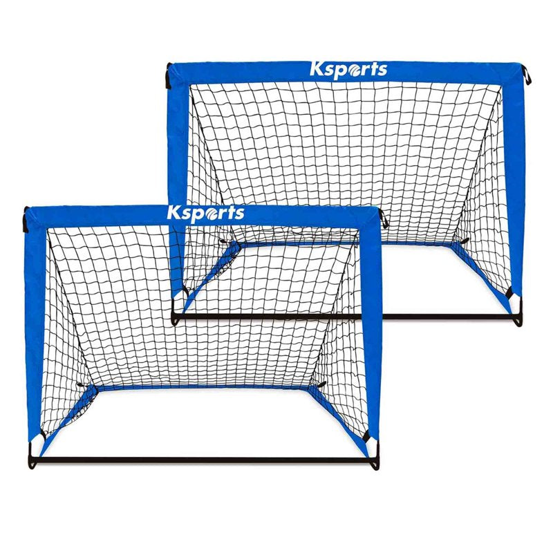 Ksports 4 ft Soccer Goal Bundle - Blue, Includes Nylon-Wound Ball & Pump