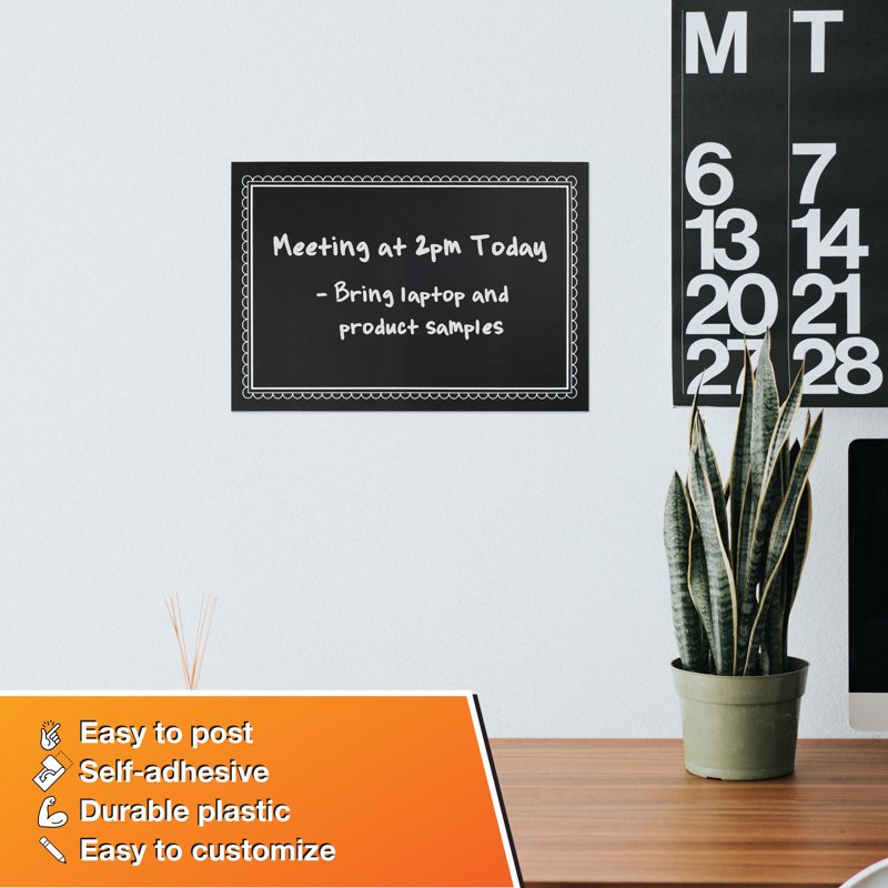 12-Inch Erasable Plastic Chalkboard Sign - Reusable, Durable, Indoor Use