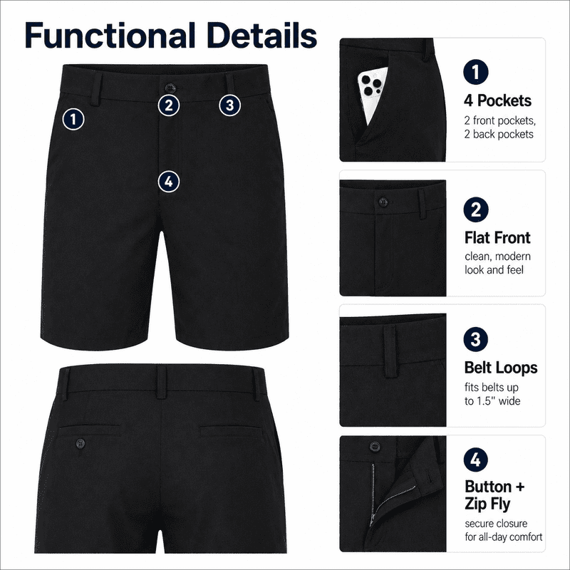 Men's Golf Shorts 7/9 Inch Lightweight Quick Dry Stretch Water-Resistant Casual Pants