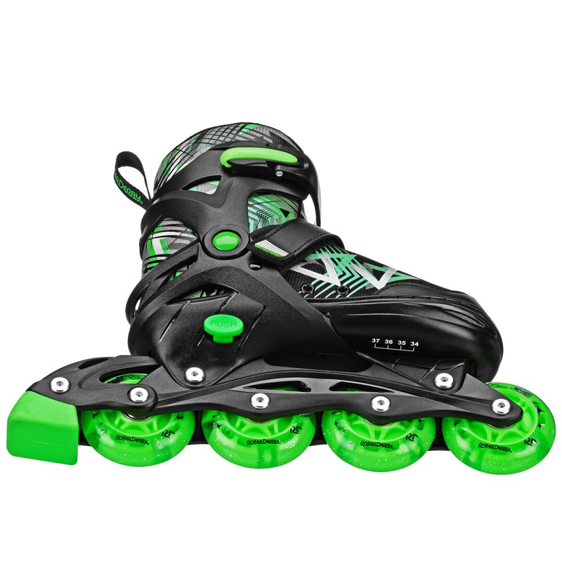 Adjustable Lighted Inline Skates for Kids - Size S Black