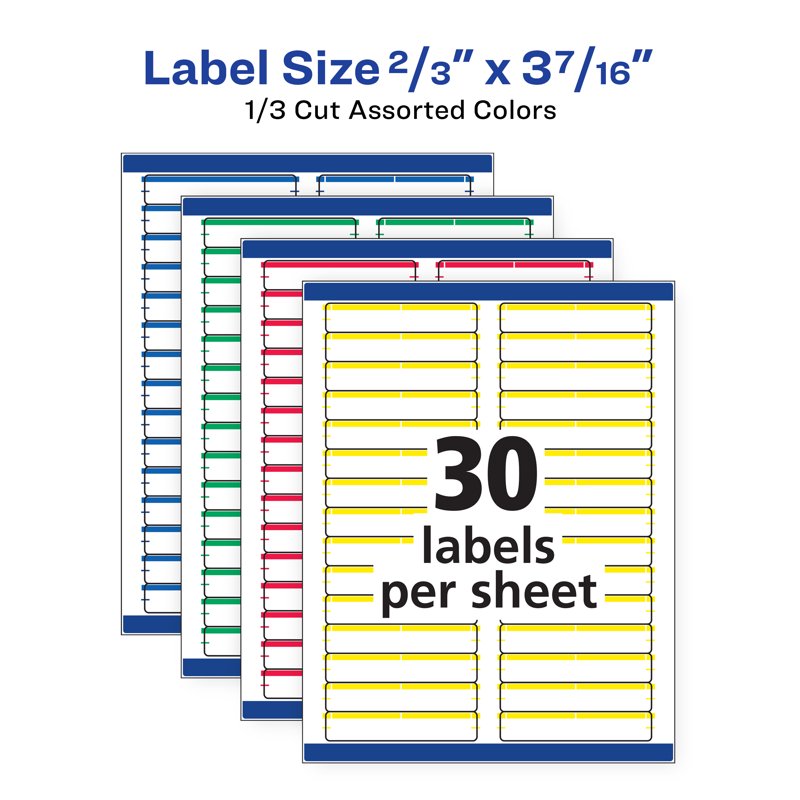 Assorted Color File Folder Labels with Permanent Adhesive - 750 Pack