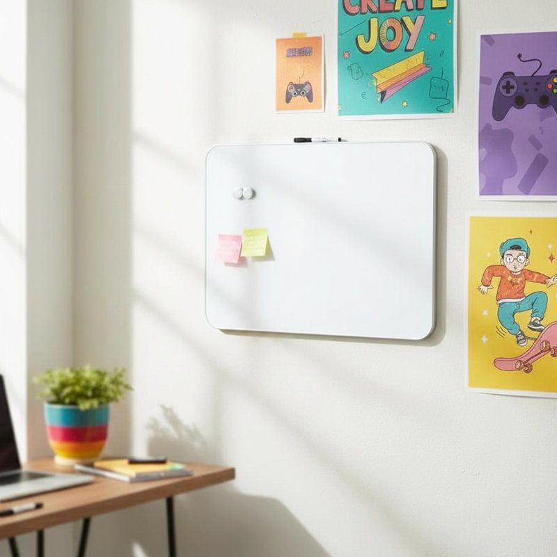 Magnetic Dry Erase Board 17x23 Inches with Marker & Magnets - White