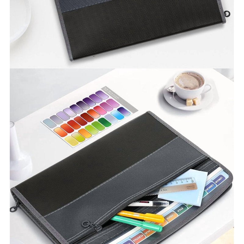 Accordion File Organizer with 13 Pockets, Portable Document Folder with Handle & Labels, Waterproof A4 & Letter Storage