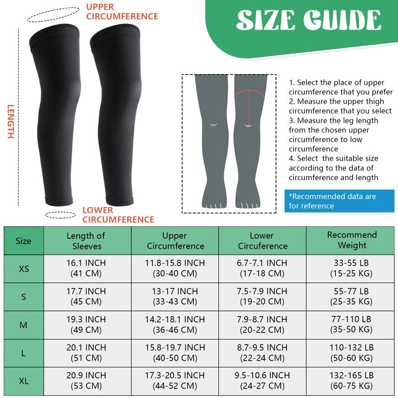 Kids Compression Leg Sleeves 2 Pairs Youth Sports Protective Gear