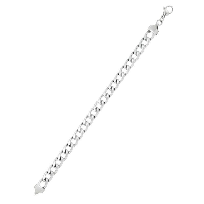 Men's White Stainless Steel Curb Link Bracelet 8.5 Inches – Gift-Ready Jewelry