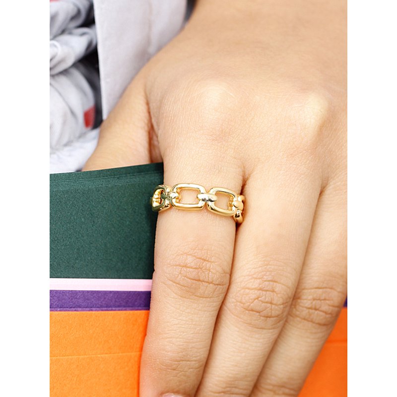 Gold Over Silver Link Friendship Ring for Women - Dainty Promise Jewelry