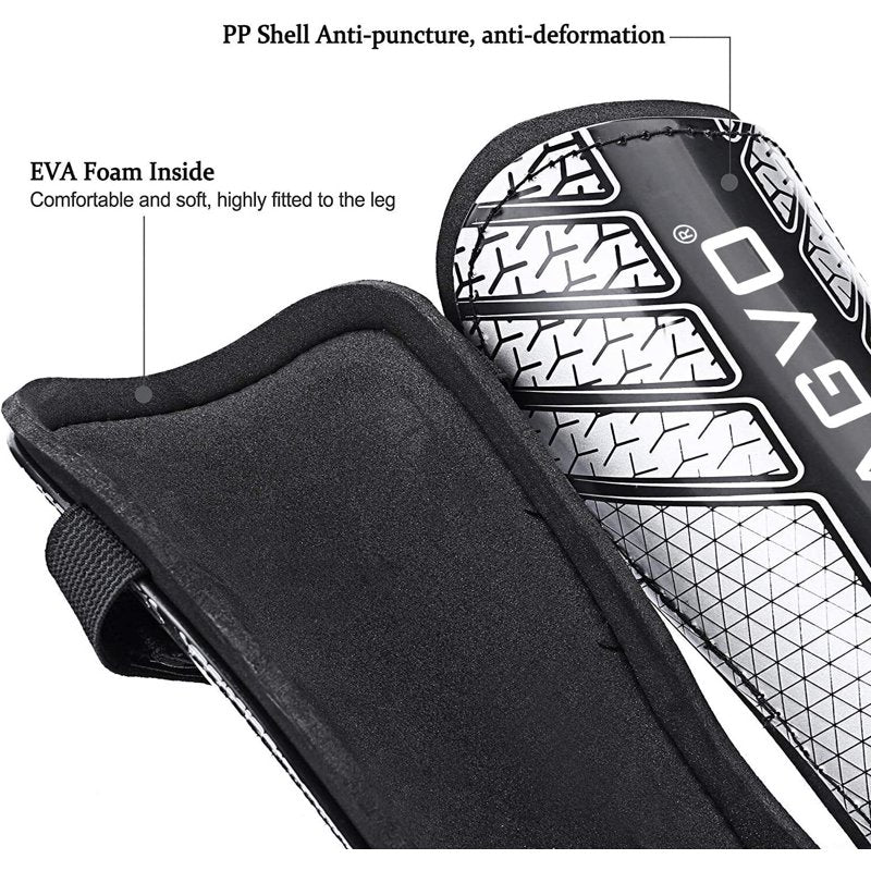 TAGVO Kids Soccer Shin Guards L Black with Ankle Protection