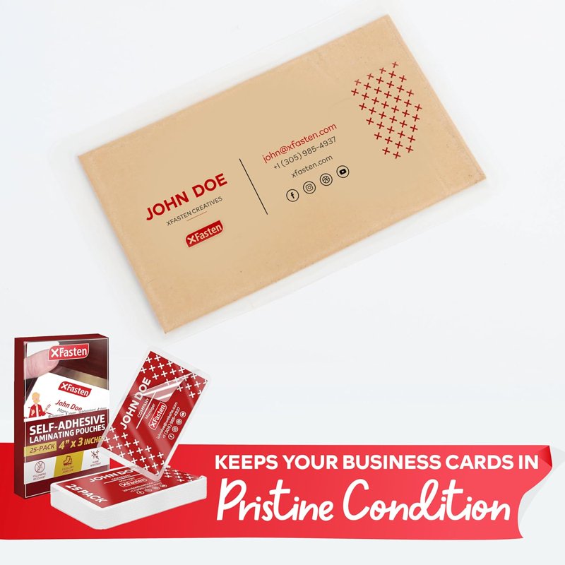 Business Card Laminating Pouches 4 x 3 Inches Pack of 25 Clear Glossy Protectors