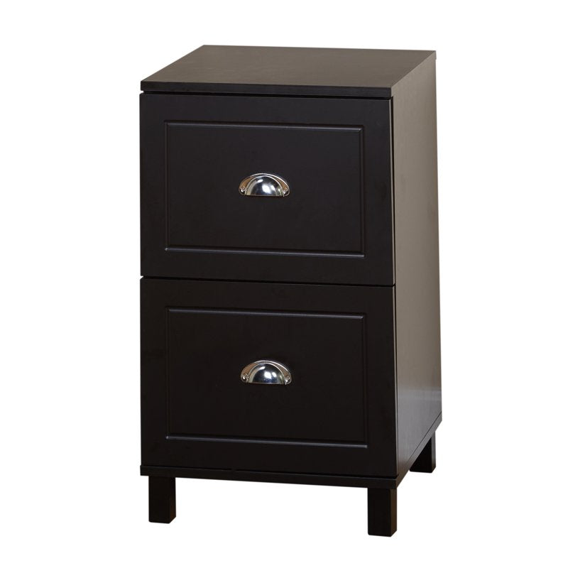 Black Two-Drawer Filing Cabinet for Home Office Storage