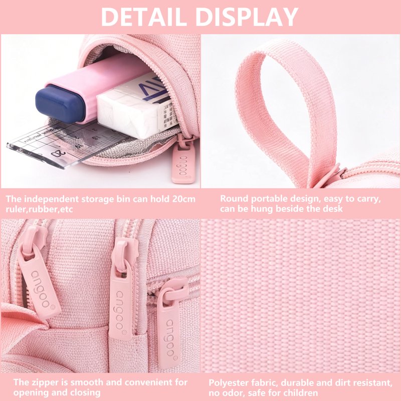 Large Capacity Expandable Pencil Case with Initial Letter & Zipper - Kids & Adults Pink