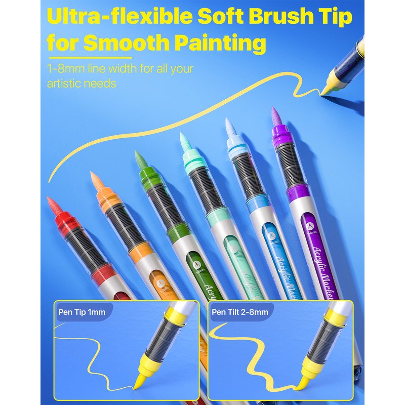 Water-Based Acrylic Paint Markers Set - 30 Vibrant Colors for Crafts & Surfaces